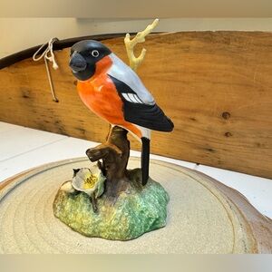 Royal Crown Derby Bullfinch Bird Figurine in Orange and Black